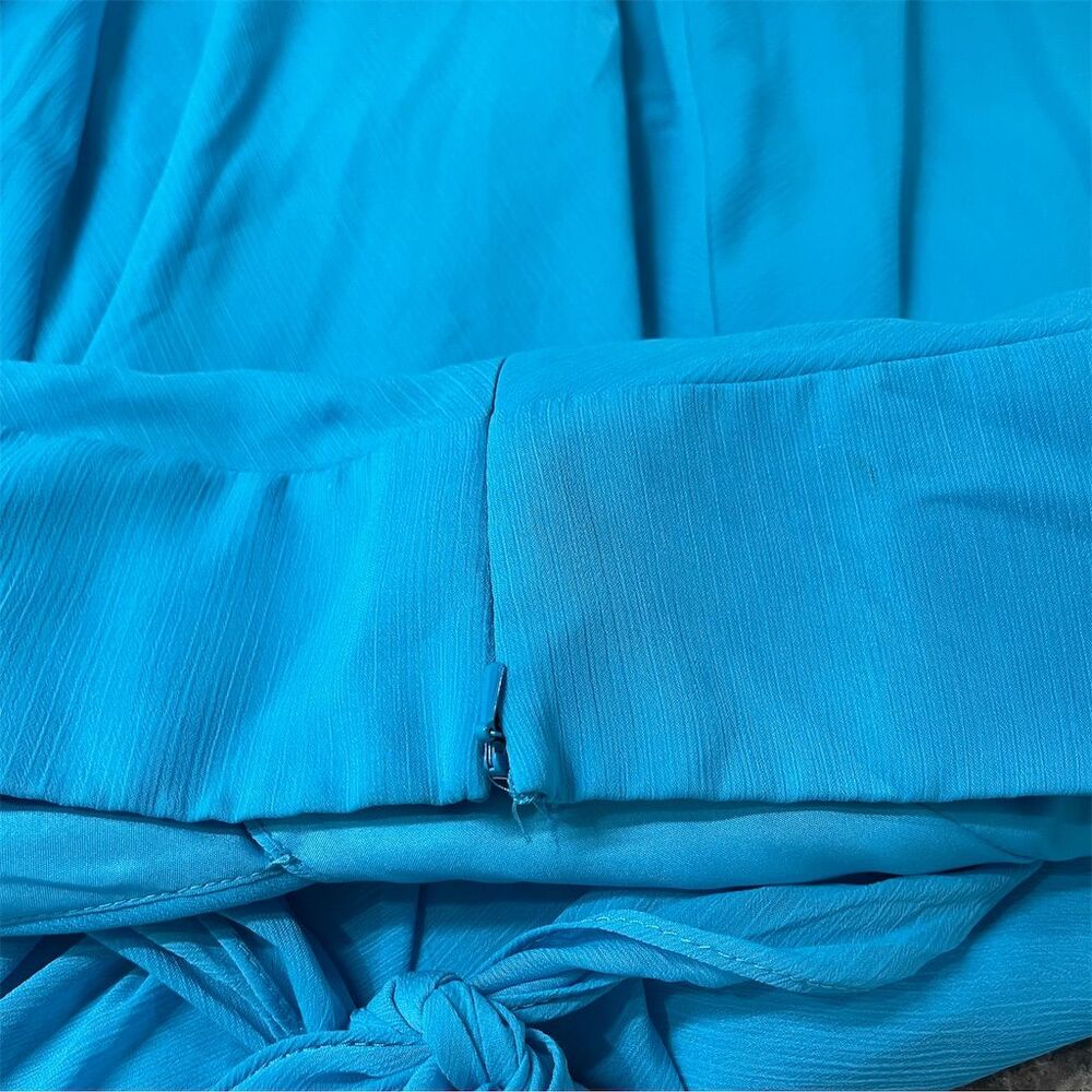 David's Bridal Women's Size 4 Blue High-Low Party Dress halter neck formal - Picture 9 of 14